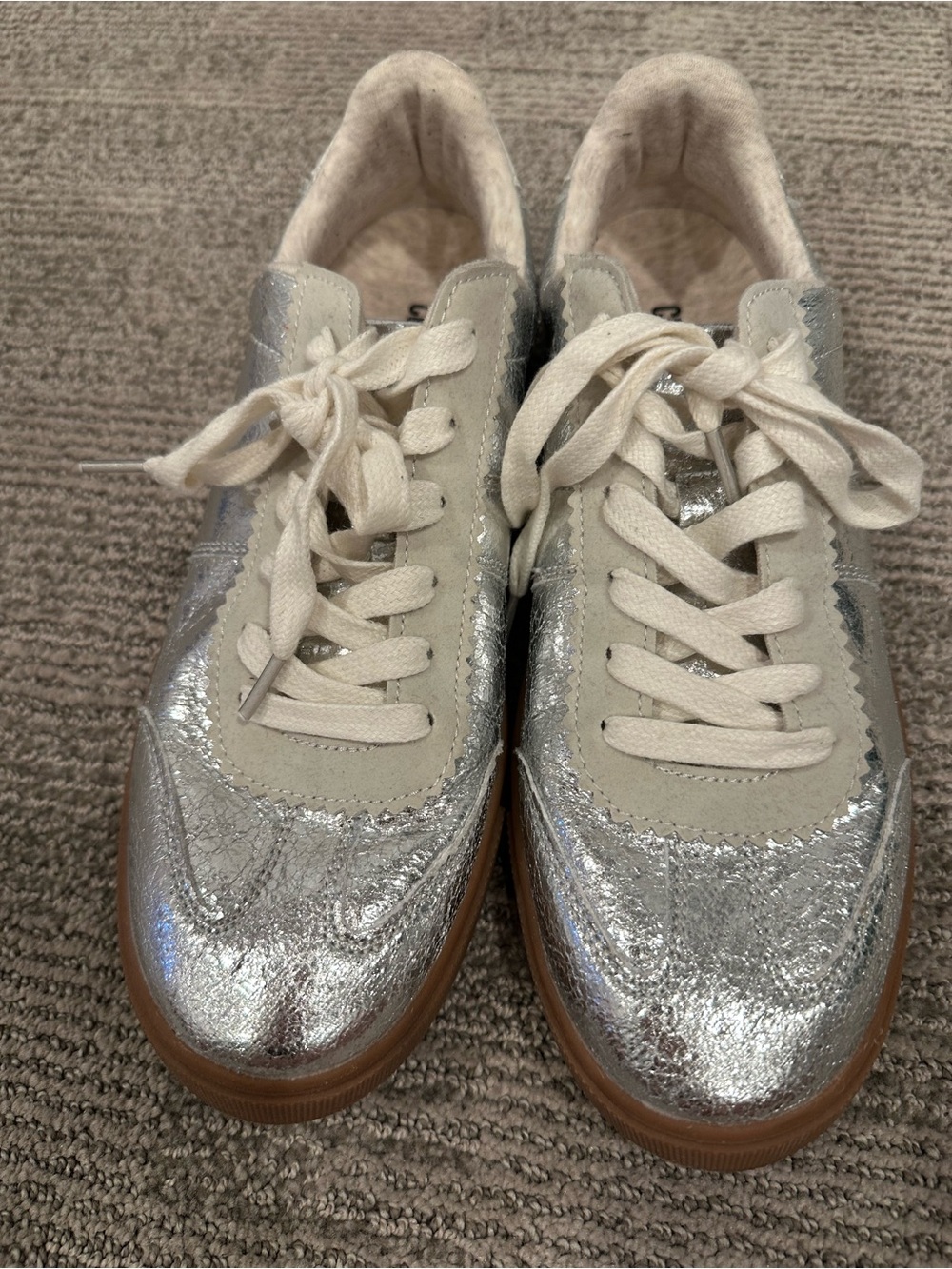Cushionaire Astro Retro Silver Metallic Sneakers Memory Foam Size 10